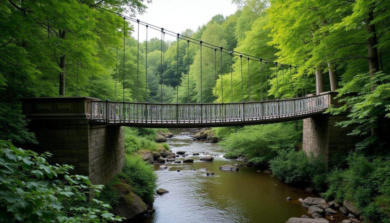 Ponts suspendus au Parc des Buttes-Chaumont, Paris.