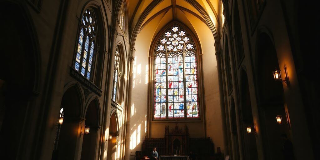 Intérieur d'une église historique à Paris.