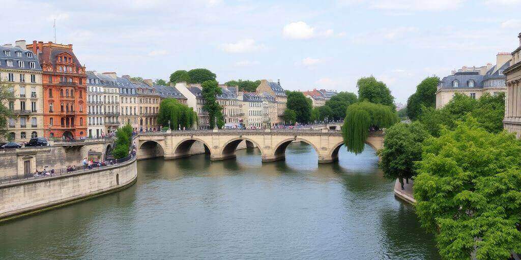 Vue du bord de la Seine à Paris, 1er arrondissement.