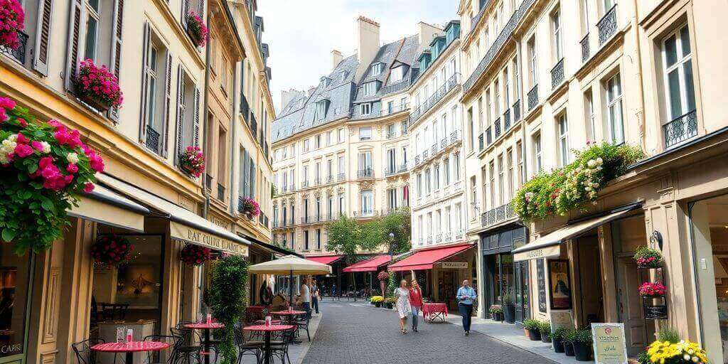 Charmant quartier du Faubourg Saint-Honoré à Paris.