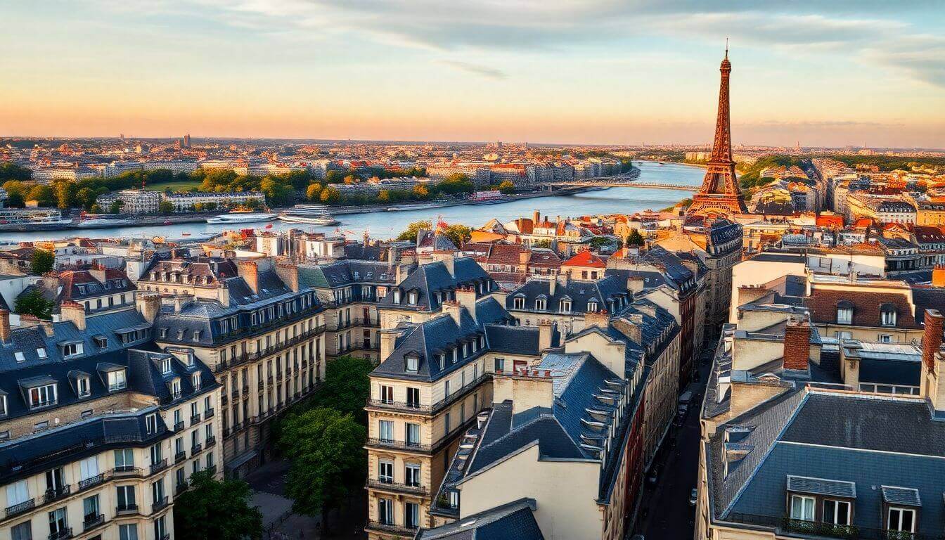 Vue panoramique du Triangle d’Or à Paris.