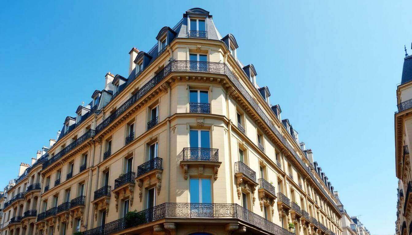 Immeuble haussmannien à Paris à l'architecture classique