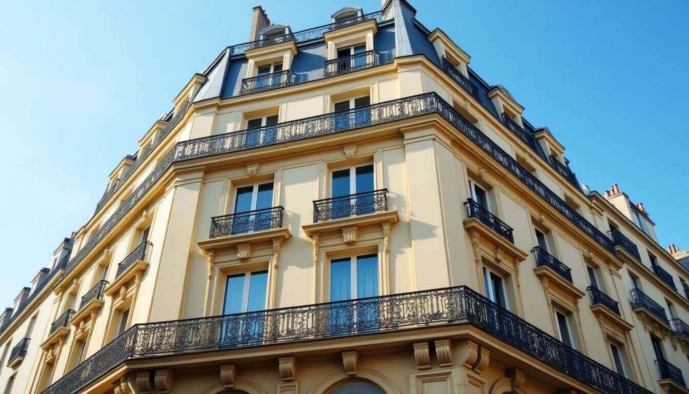 Elégant immeuble haussmannien à Paris, symbole de l'immobilier