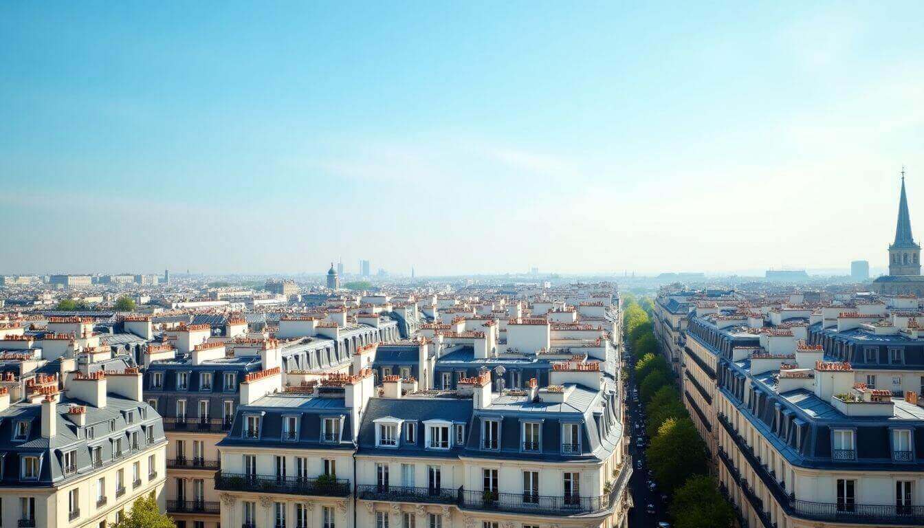 Horizon parisien avec architecture classique et ciel bleu