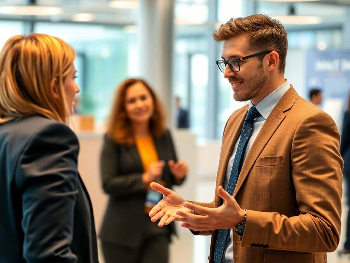 Un agent commercial en interaction avec ses clients.