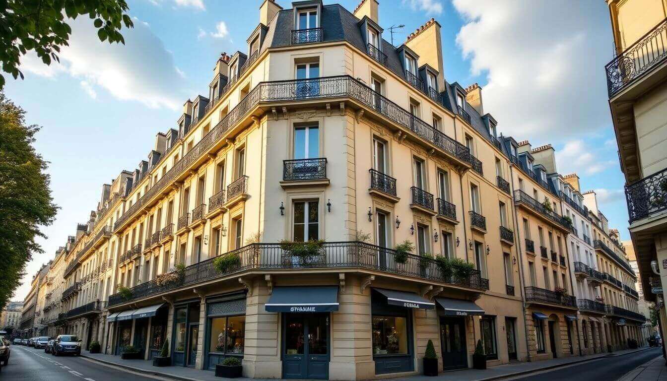  Immeuble haussmannien classique à Paris avec une architecture élégante