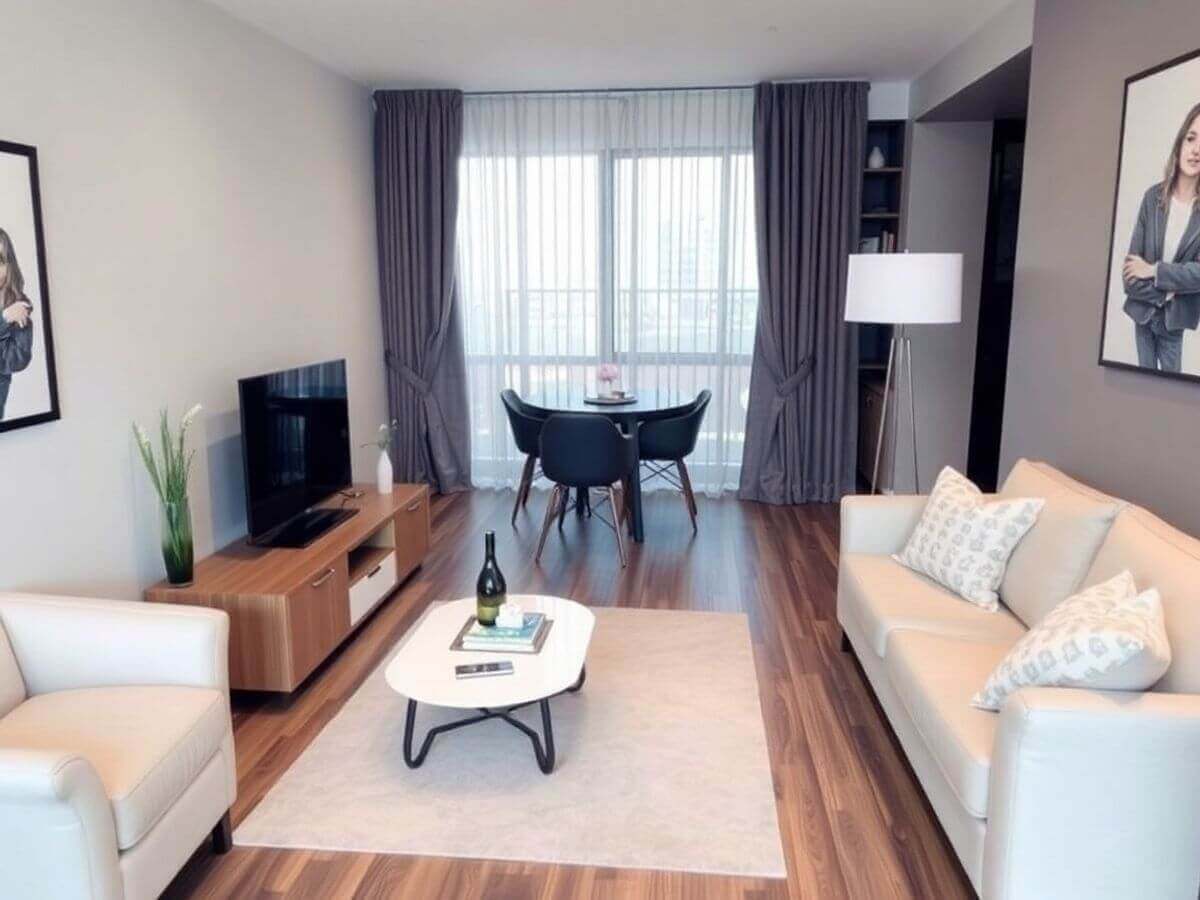 Intérieur d'appartement meublé moderne et élégant.