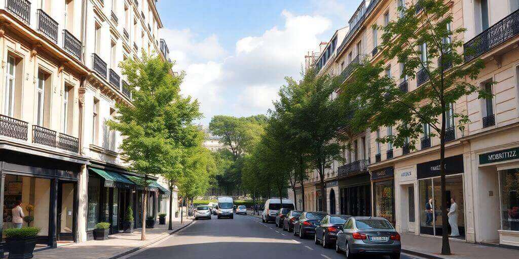 Vue luxueuse du 8ème arrondissement de Paris.