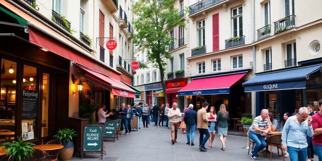 Rue animée du 11ème arrondissement à Paris.
