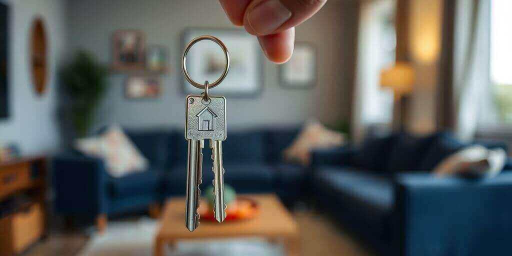 Remise de clés pour un nouvel appartement.