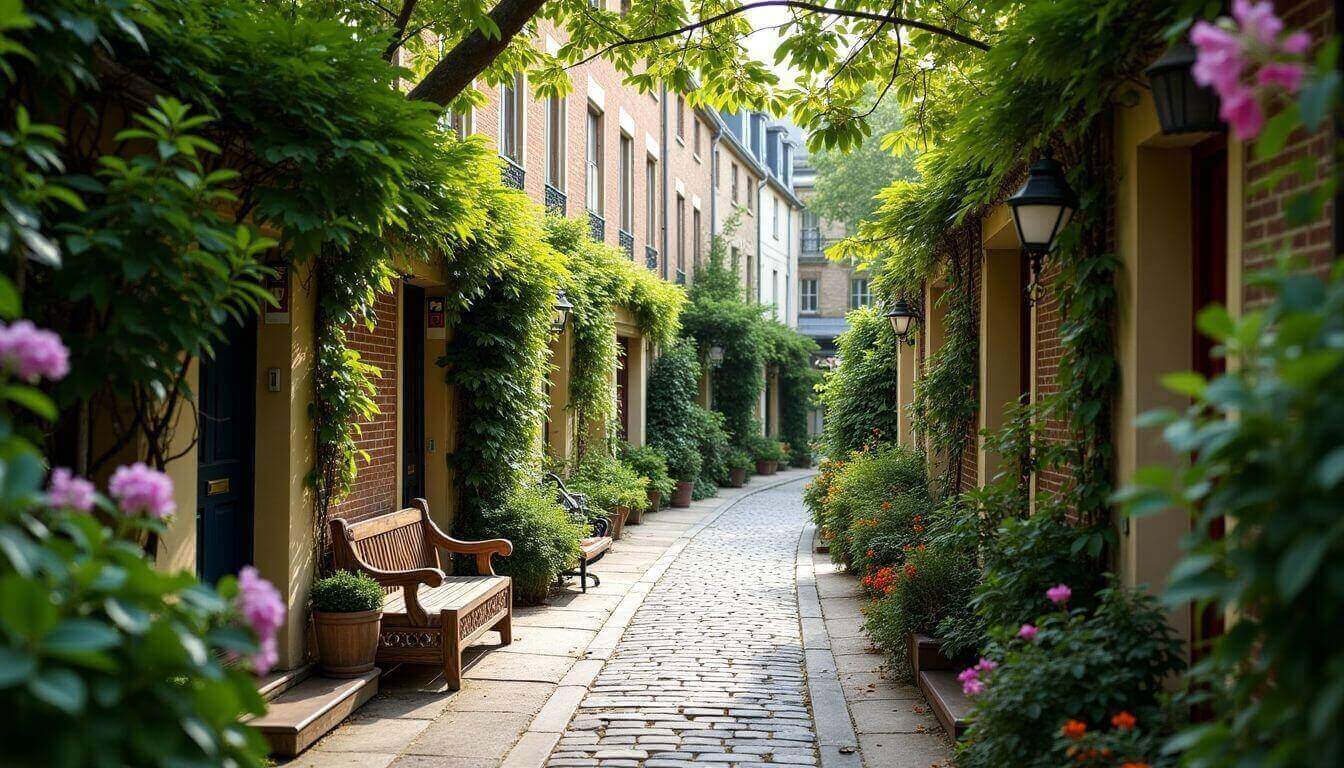 Rues charmantes du 20ème arrondissement de Paris.