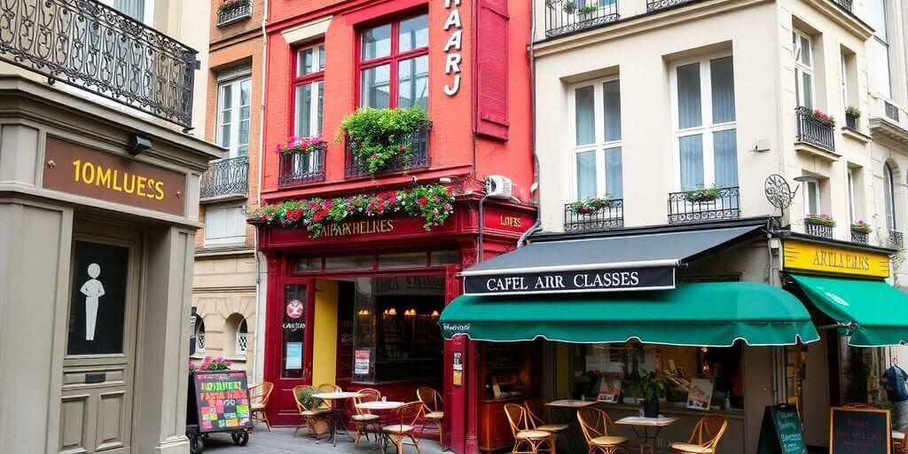 Cafés et rues pittoresques du 10ème arrondissement de Paris.