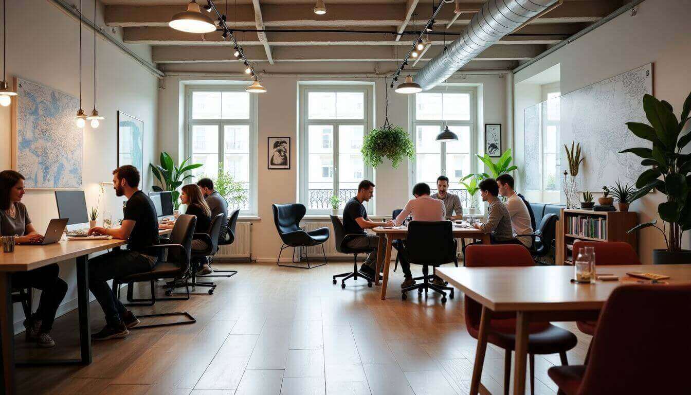 Espace de coworking moderne dans le 10ème arrondissement de Paris.