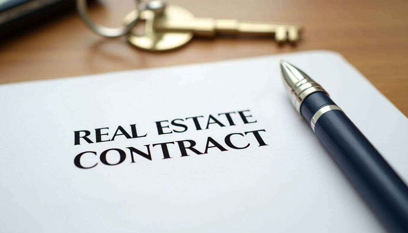 Contrat immobilier avec une clé et un stylo