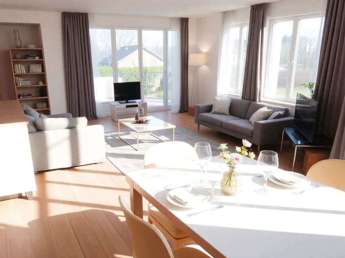 Intérieur d'appartement lumineux et moderne.