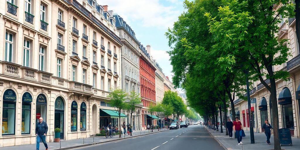 Fenêtre élégante sur le boulevard Haussmann à Paris, entourée de détails architecturaux haussmanniens et de verdure, illustrant le charme de cette célèbre artère parisienne.