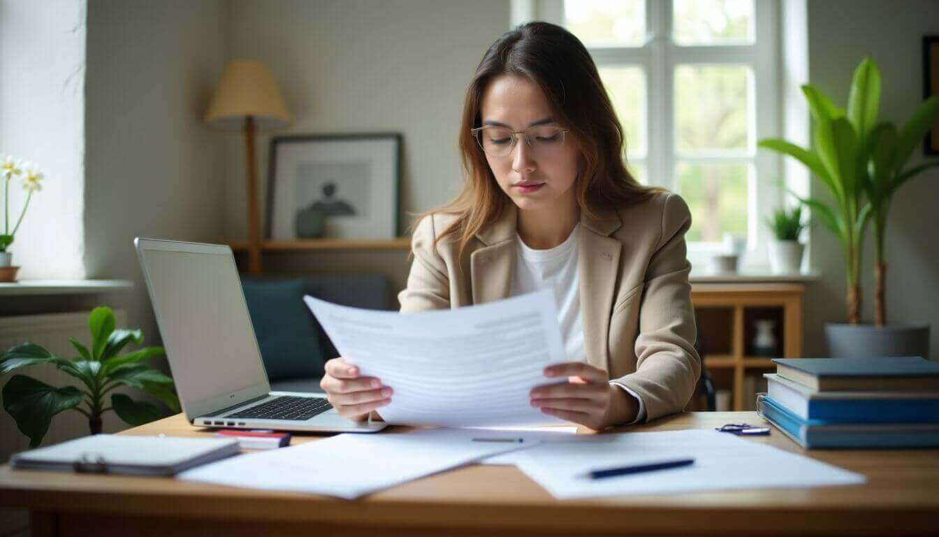 Personne examinant les documents d’assurance individuels dans un bureau