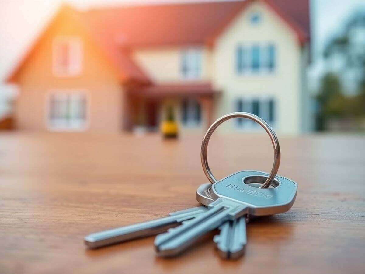 Clé de maison sur une table en bois.