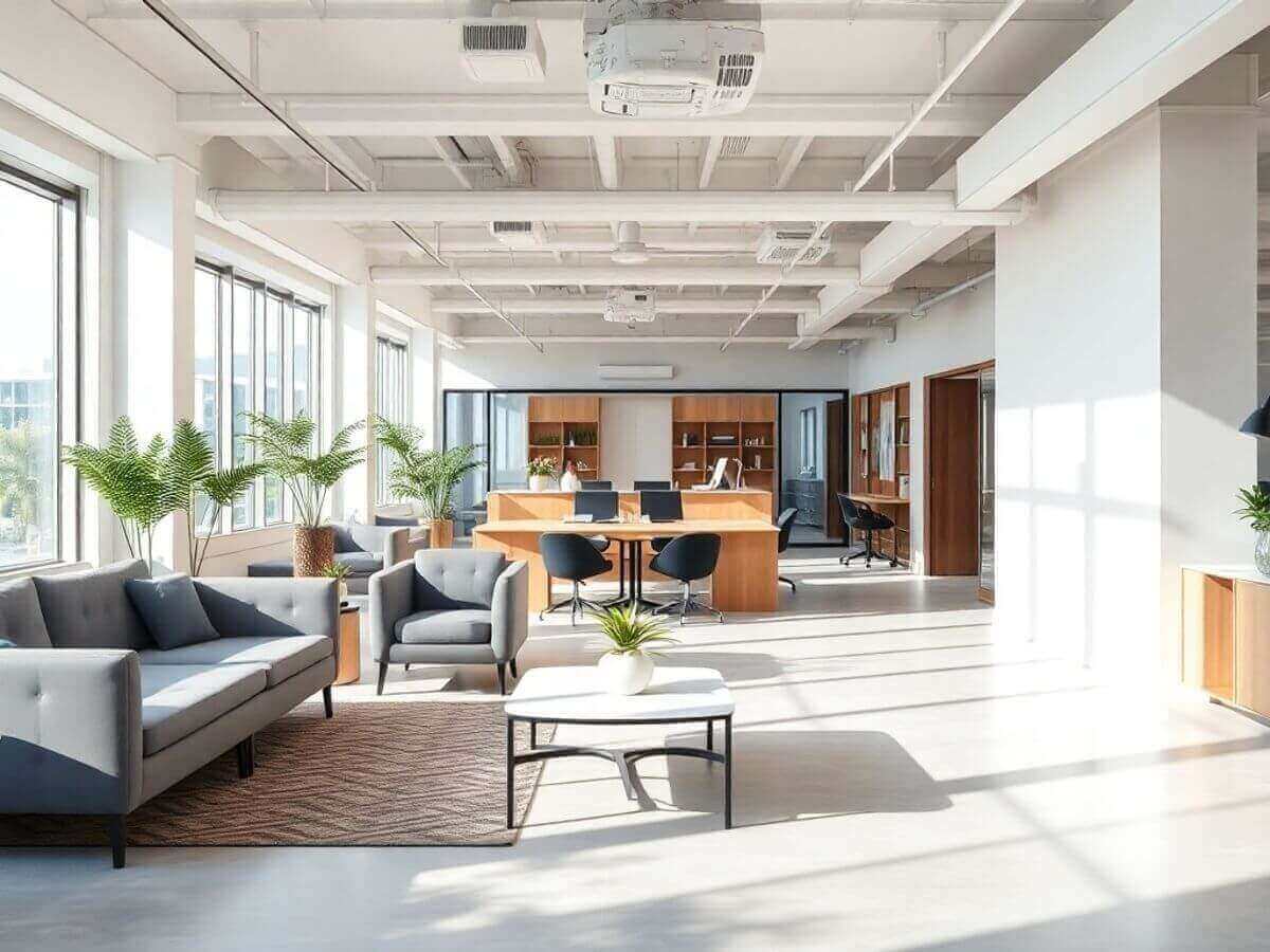 Bureau moderne avec mobilier élégant et décor professionnel.