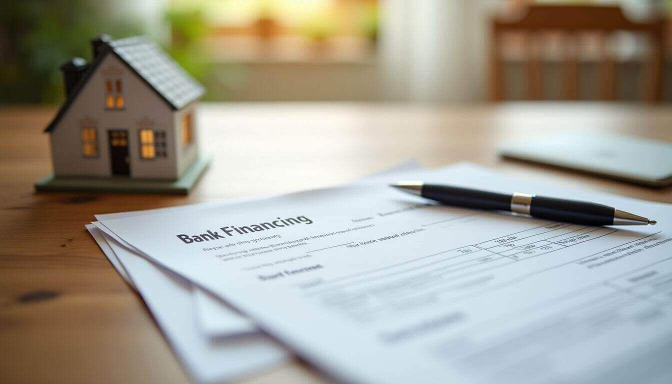 Dossier de financement bancaire pour les primo-accédants de maison sur une table