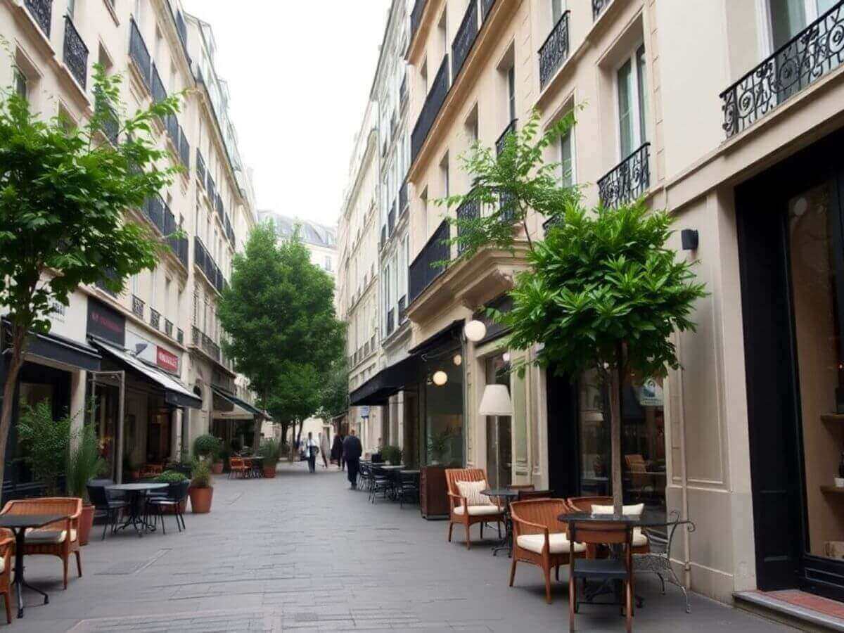 Rues parisiennes avec appartements meublés élégants.