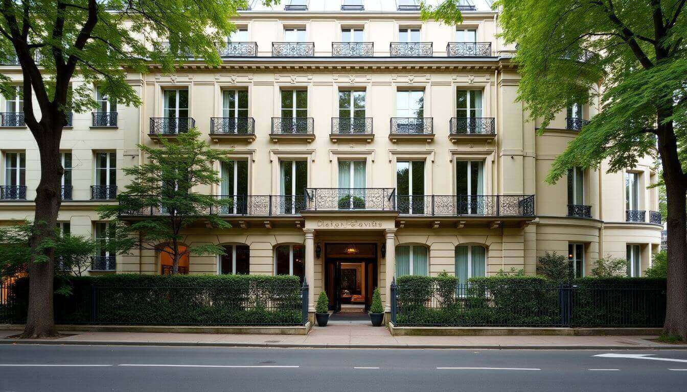 Elégant immeuble haussmannien dans une rue parisienne