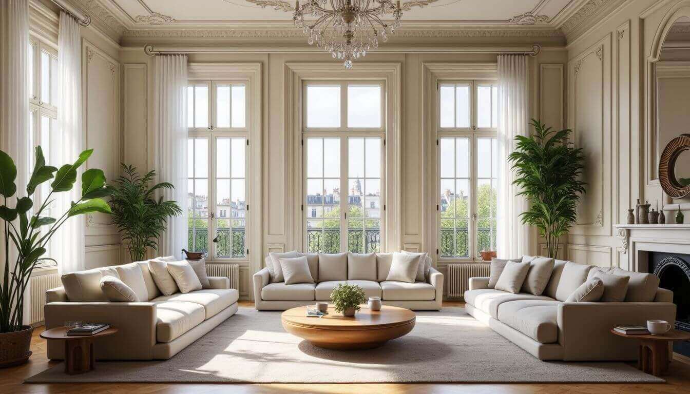 Appartement haussmannien lumineux avec moulures et grandes fenêtres