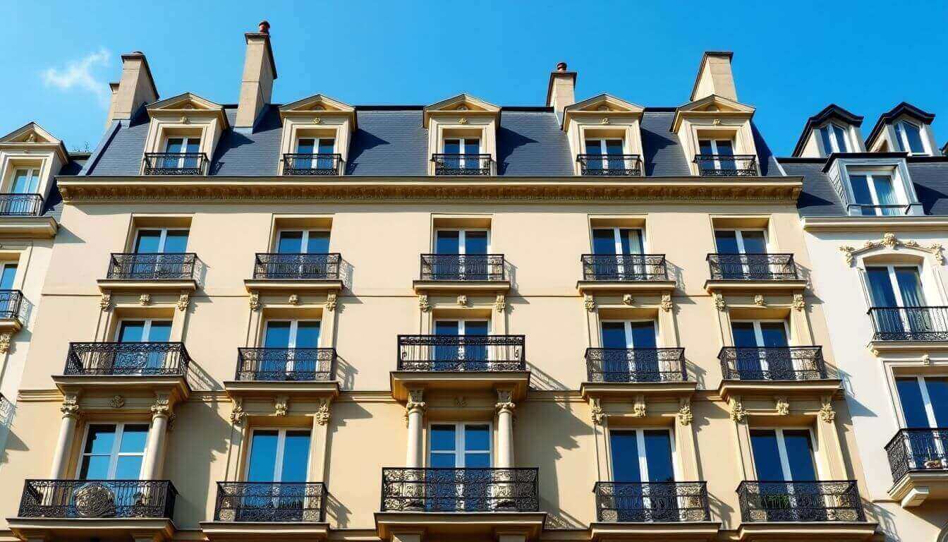 Bel immeuble haussmannien à Paris