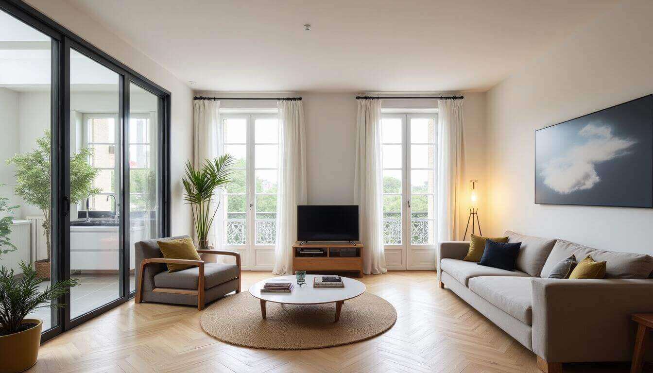 Intérieur d'appartement parisien moderne et lumineux