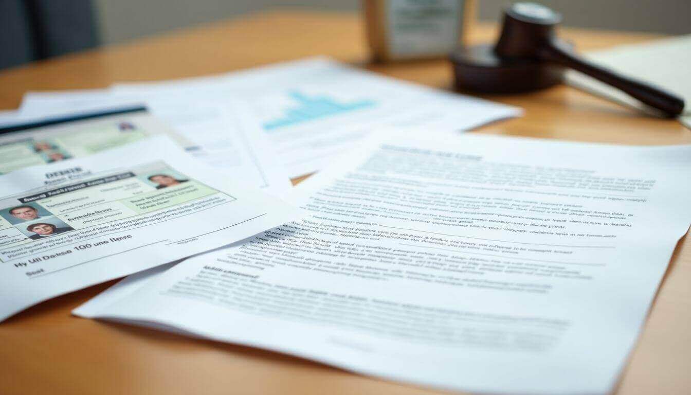 Documents et documents juridiques disposés sur un bureau