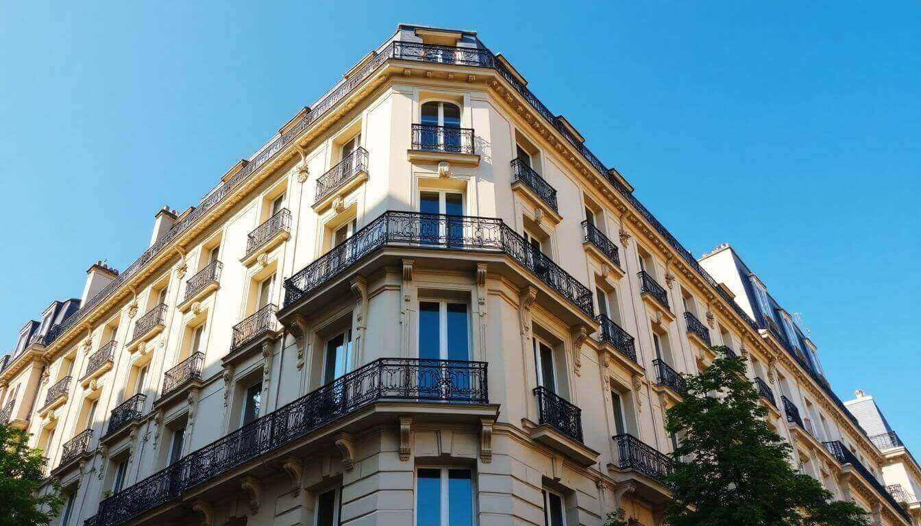 Elégant immeuble haussmannien à l'architecture richement ornée
