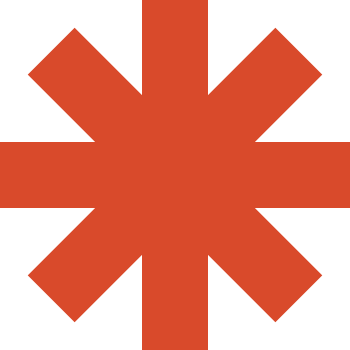 Eight-pointed star shape in solid orange.