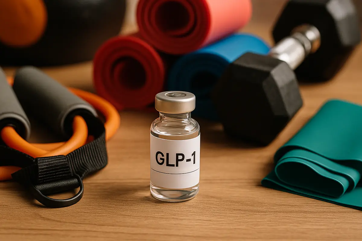 a vial of semaglutide sits among various pieces of equipment for PT