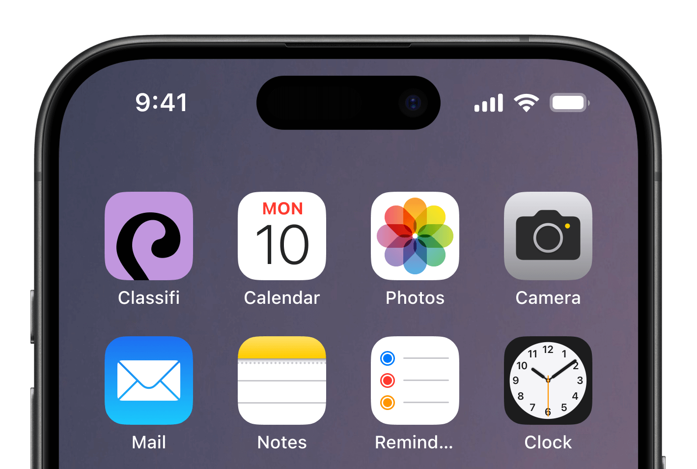 Top of Iphone showing the Classifi app icon.