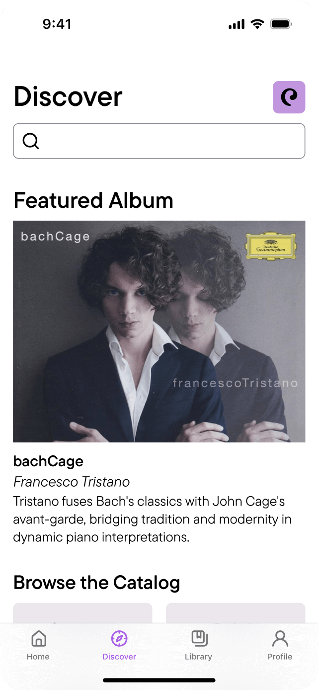 Final design of the discover page for Classifi.