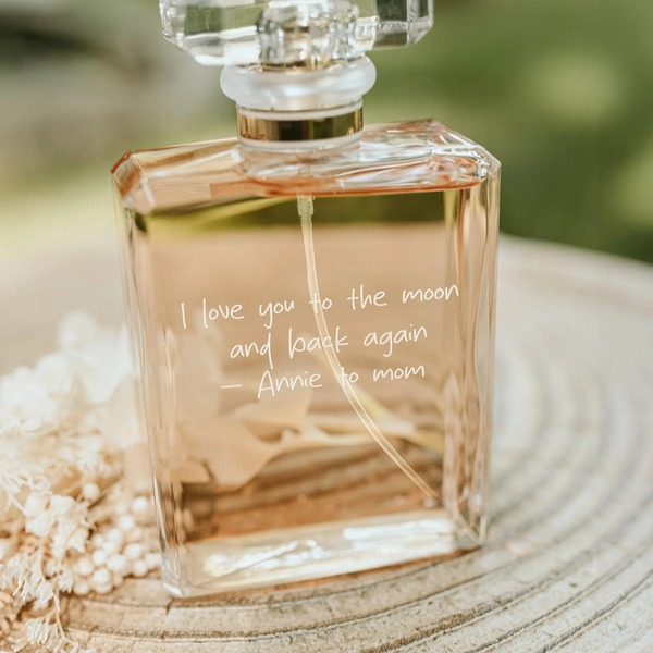 Etch your child’s handwritten “I love you, Mom” onto the bottle