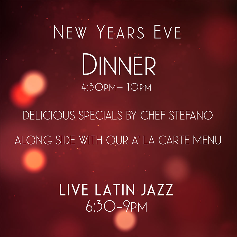 New Year's Eve dinner event at Italian restaurant Piazza 1909 in La Jolla