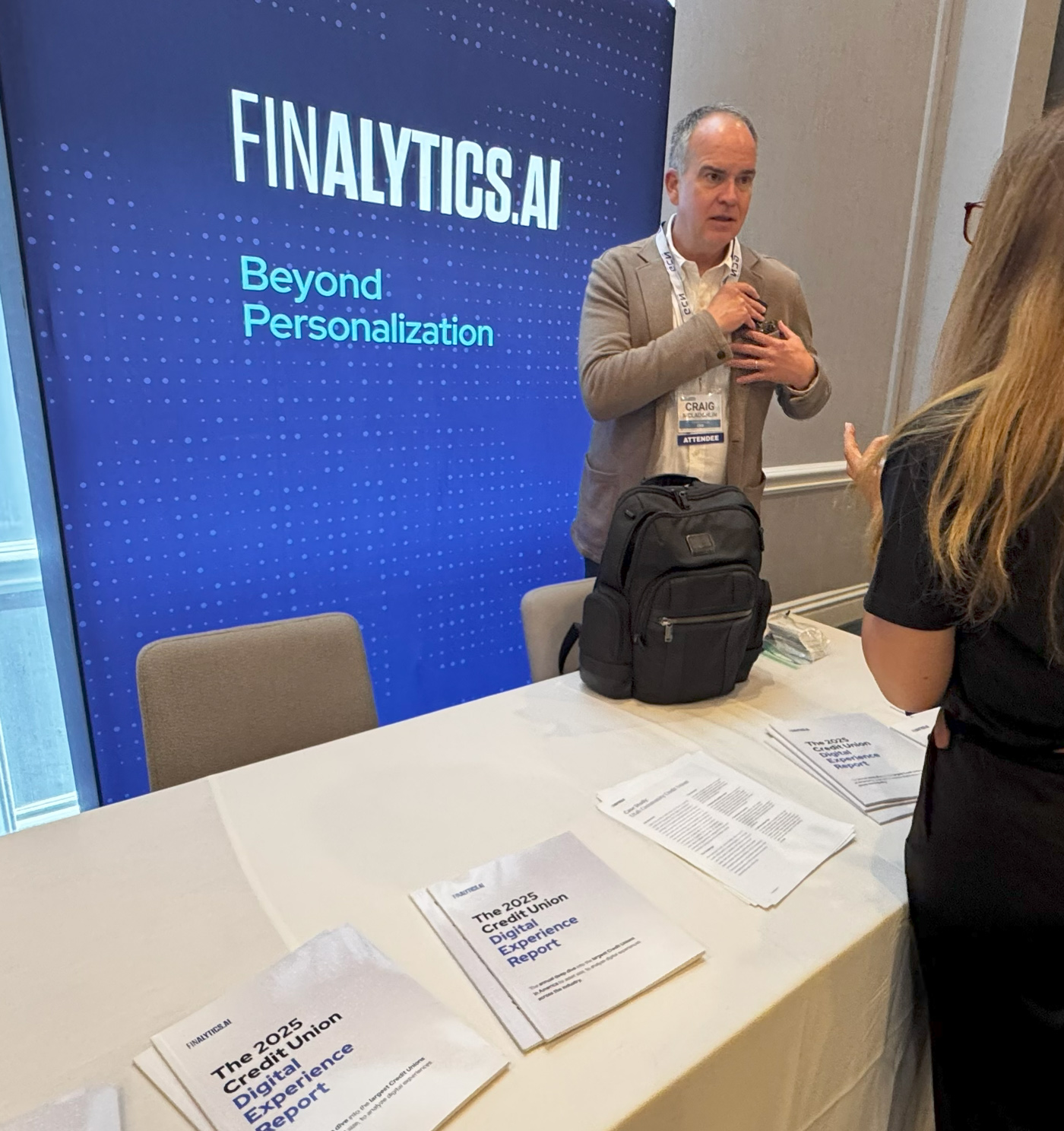 Finalytics exhibitor booth at a Global Capital Network investor event