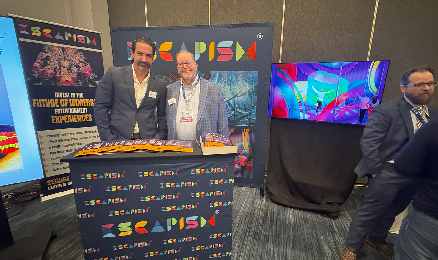 Escapism exhibitor booth at a Global Capital Network investor event