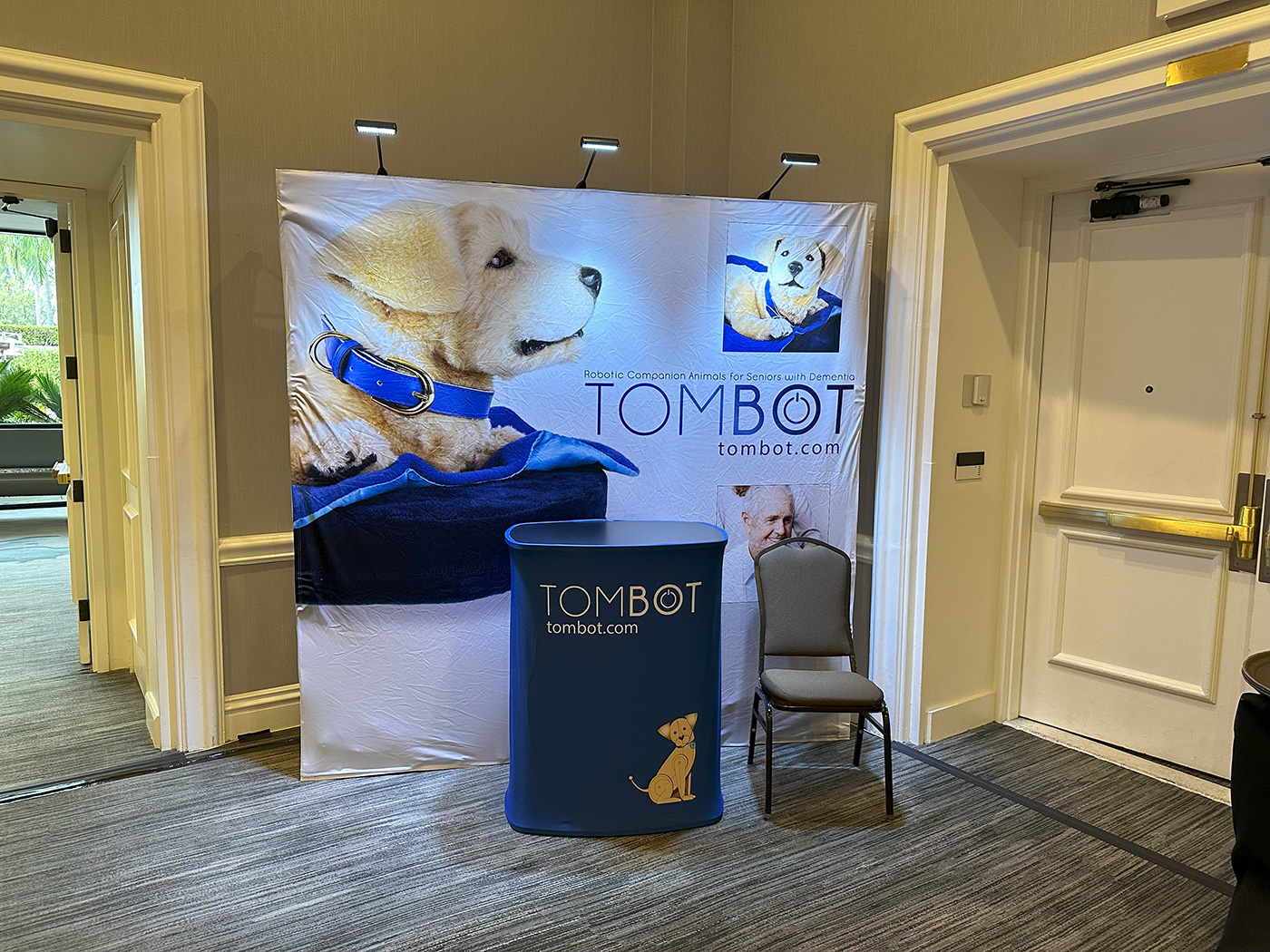 Tombot exhibitor booth at a Global Capital Network investor event