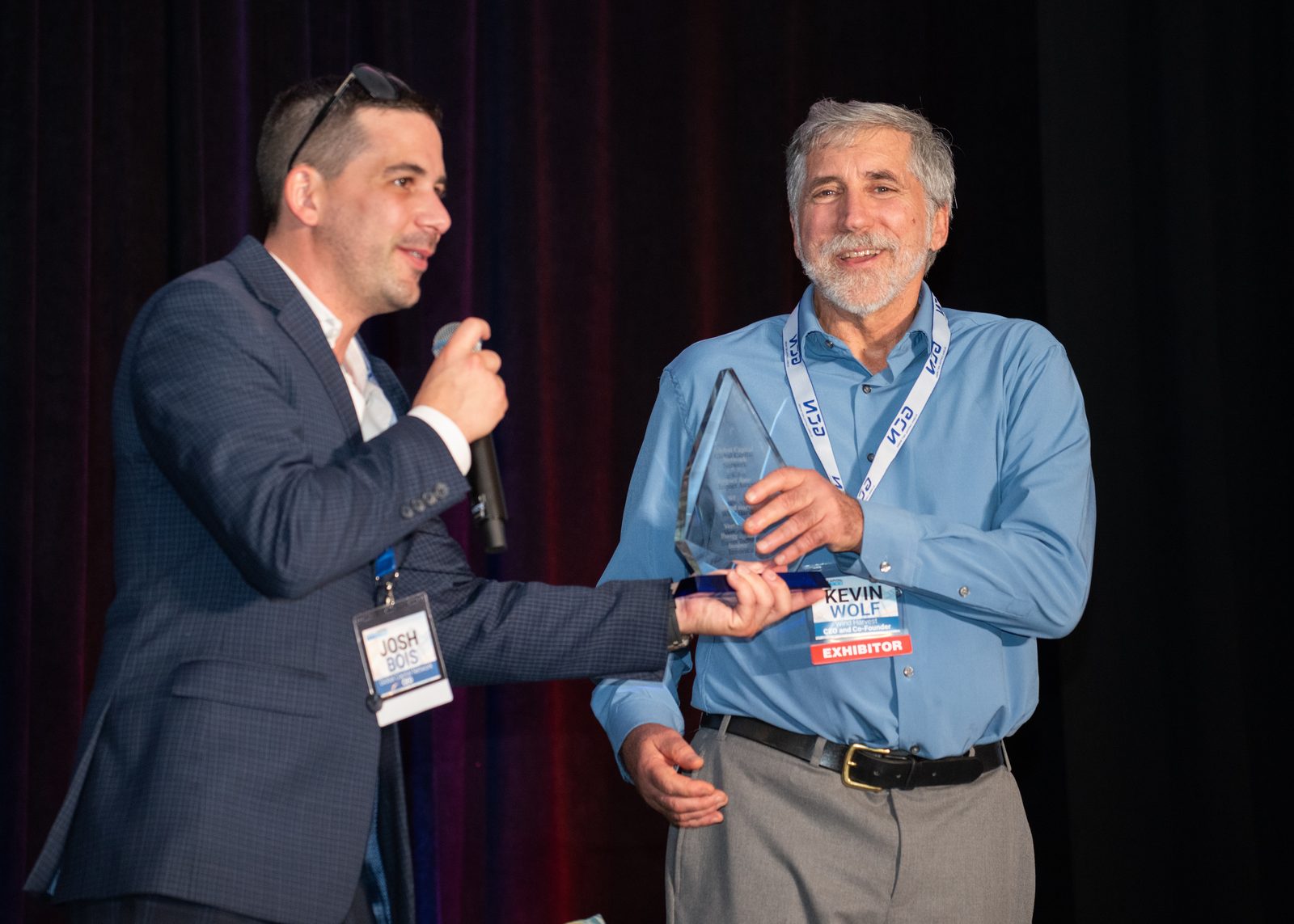 Conversation on stage at a Global Capital Network investor event