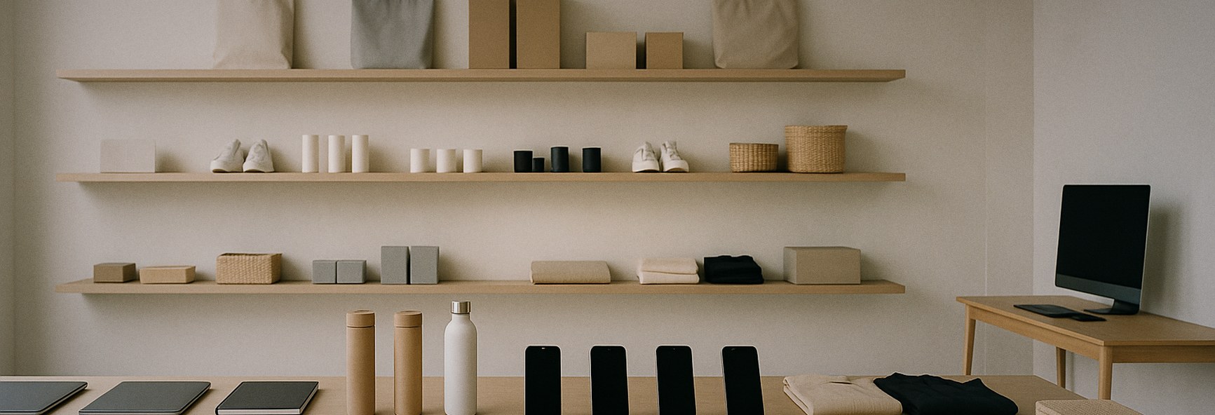 neatly displayed products in a modern minimalist retail store