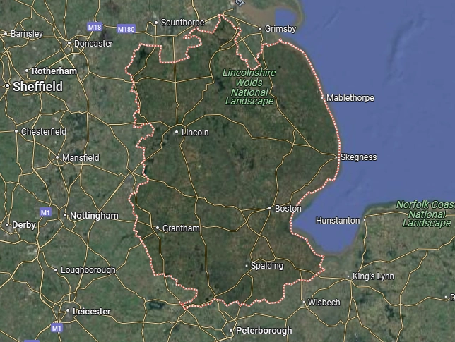 Map of Lincolnshire – Dance Days school dance workshops coverage.