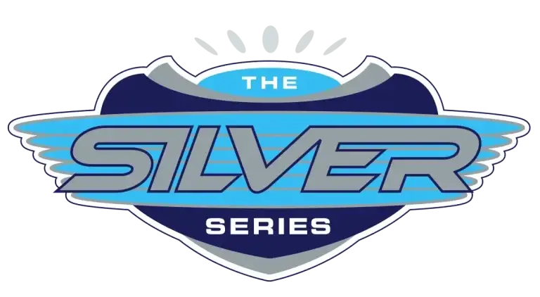 Logo with text 'The Silver Series' featuring stylized wings and a blue and silver color scheme.