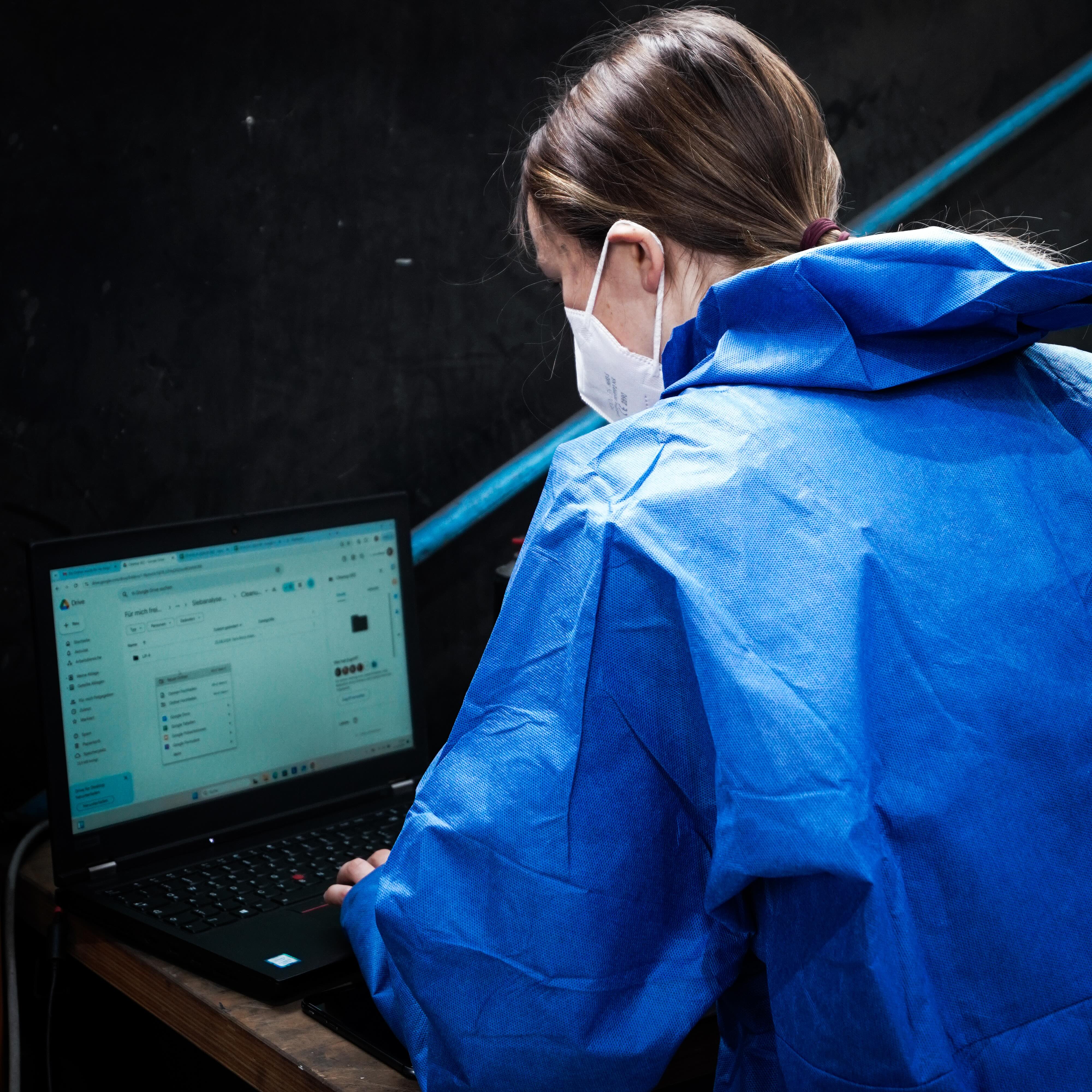 Person working on a laptop