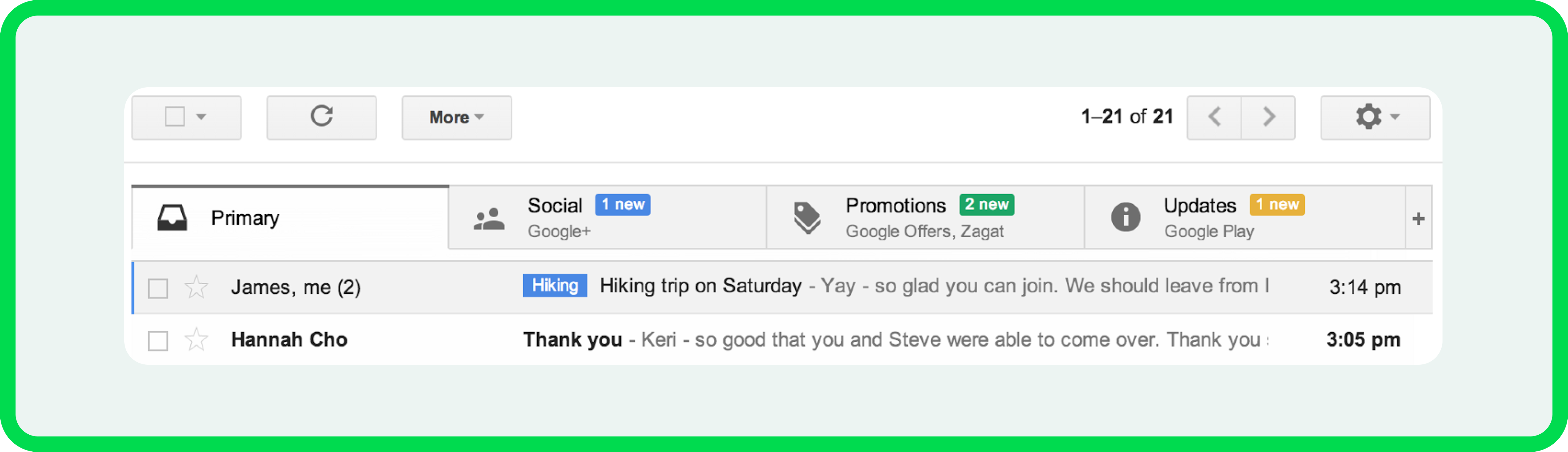 A view of the original promotions tab in Gmail