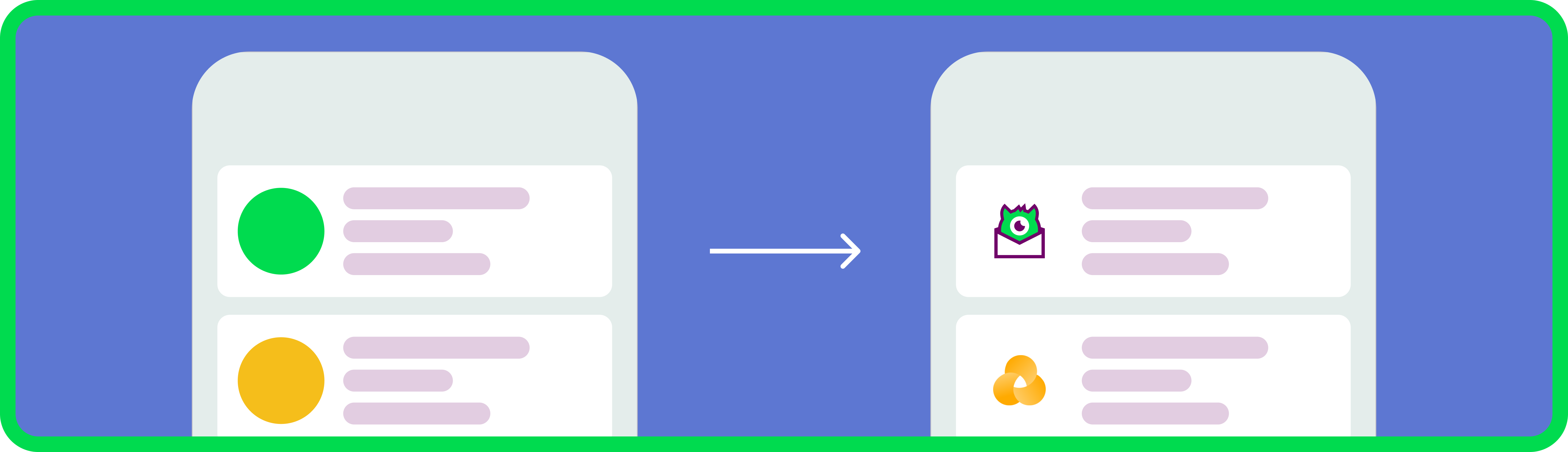 An example of an inbox with and without a BIMI brand logo