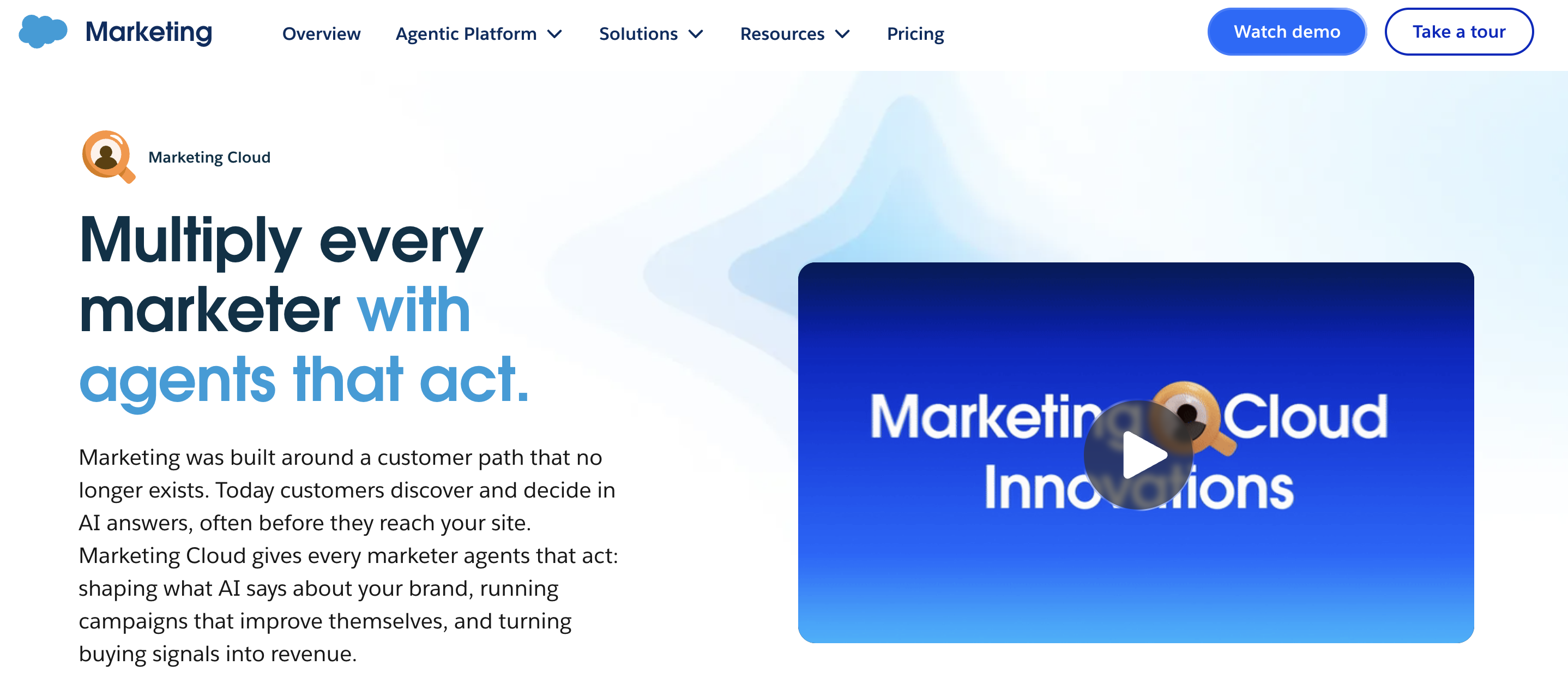 Screenshot from Marketing Cloud webpage