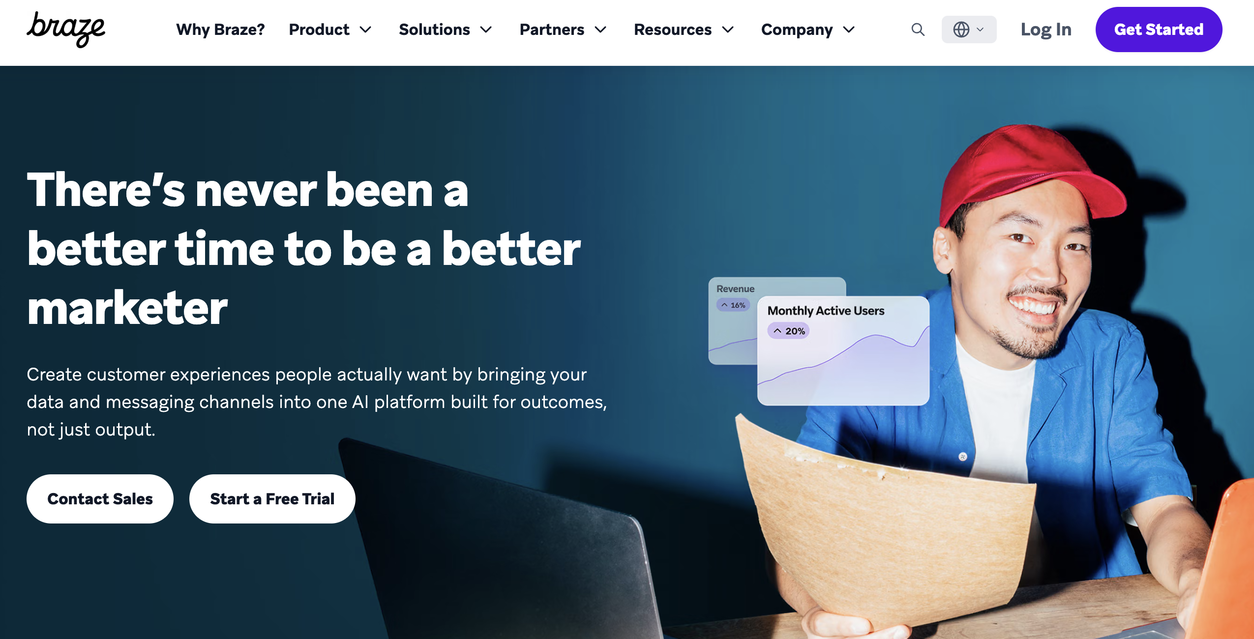 Screenshot of Braze homepage