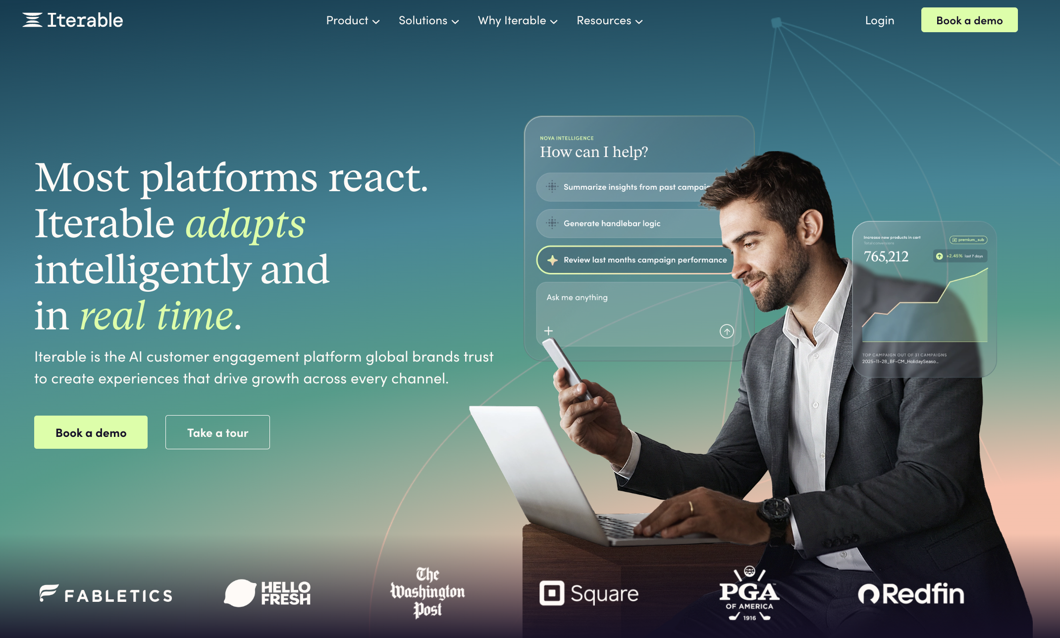 Screenshot of Iterable homepage